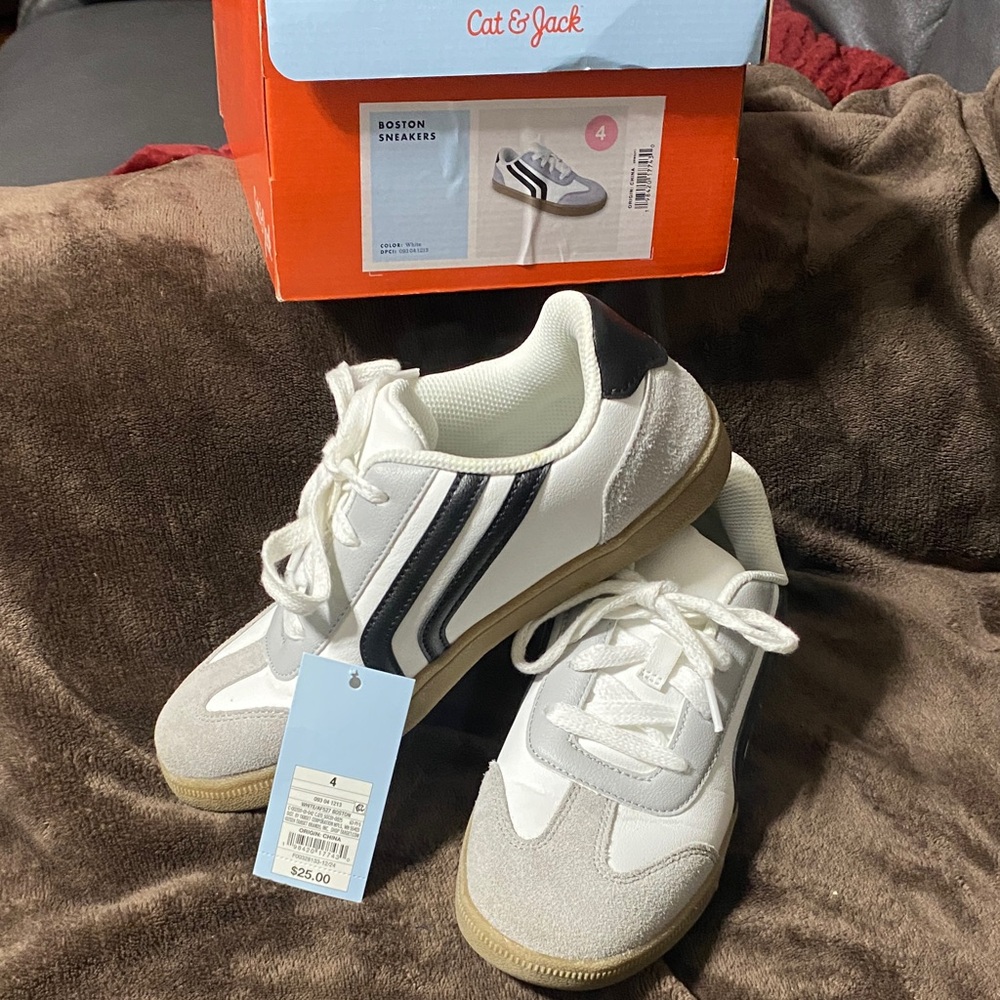 Cat & Jack Kids Sneakers with White, Black, and Tan Accents